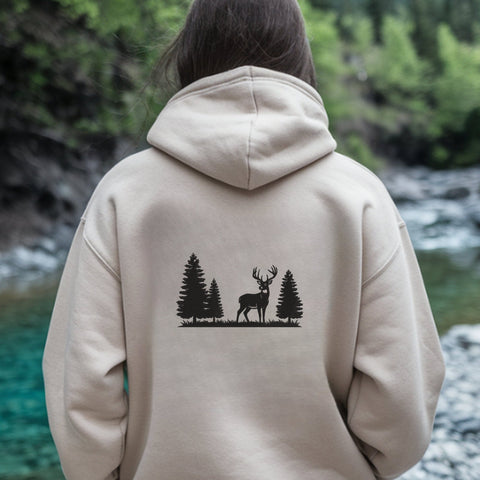 Deer Forest Silhouette Embroidery Design – Buck with Pine Trees Woodland Wildlife Machine Embroidery File Embroidery/Applique DESIGNS PatternFeed8 