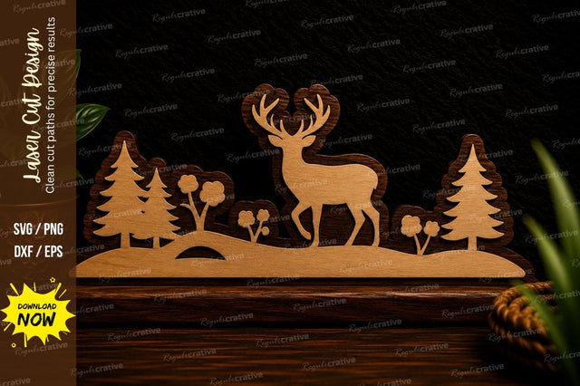 Deer Forest Silhouette Laser Cut SVG Design SVG Regulrcrative 