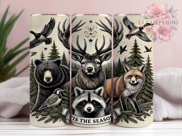 Deer Fox Bear Raccoon Hunting 20oz Tumbler, Wildlife Design, Deer Fox Bear Raccoon, Sublimation Tumbler, 20oz Tumbler, Outdoor Adventure Gift, Nature Lover Drinkware Sublimation Li Zamperini 