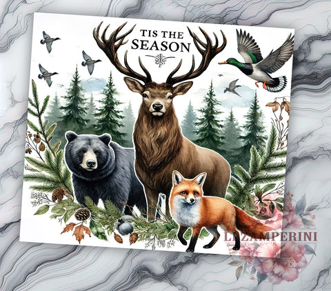 Deer Fox Bear Raccoon Hunting 20oz Tumbler, Wildlife Design, Deer Fox Bear Raccoon, Sublimation Tumbler, 20oz Tumbler, Outdoor Adventure Gift, Nature Lover Drinkware Sublimation Li Zamperini 