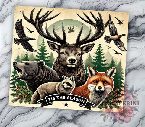 Deer Fox Bear Raccoon Hunting 20oz Tumbler, Wildlife Design, Deer Fox Bear Raccoon, Sublimation Tumbler, 20oz Tumbler, Outdoor Adventure Gift, Nature Lover Drinkware Sublimation Li Zamperini 