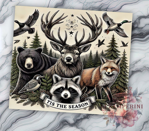 Deer Fox Bear Raccoon Hunting 20oz Tumbler, Wildlife Design, Deer Fox Bear Raccoon, Sublimation Tumbler, 20oz Tumbler, Outdoor Adventure Gift, Nature Lover Drinkware Sublimation Li Zamperini 