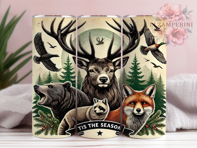 Deer Fox Bear Raccoon Hunting 20oz Tumbler, Wildlife Design, Deer Fox Bear Raccoon, Sublimation Tumbler, 20oz Tumbler, Outdoor Adventure Gift, Nature Lover Drinkware Sublimation Li Zamperini 