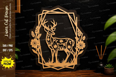 Deer Frame Ornament Laser Cut Svg Design SVG Regulrcrative 