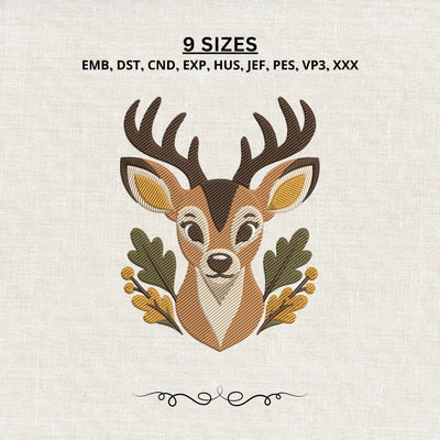 Deer Head Embroidery Design – Woodland Buck Machine Embroidery File, Rustic Deer Antlers Fall Forest Animal Design Embroidery/Applique DESIGNS PatternFeed8 