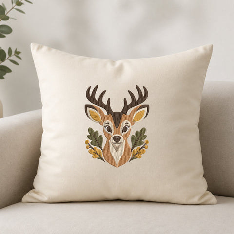 Deer Head Embroidery Design – Woodland Buck Machine Embroidery File, Rustic Deer Antlers Fall Forest Animal Design Embroidery/Applique DESIGNS PatternFeed8 