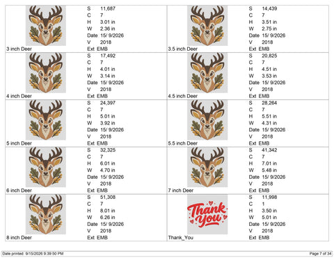 Deer Head Embroidery Design – Woodland Buck Machine Embroidery File, Rustic Deer Antlers Fall Forest Animal Design Embroidery/Applique DESIGNS PatternFeed8 