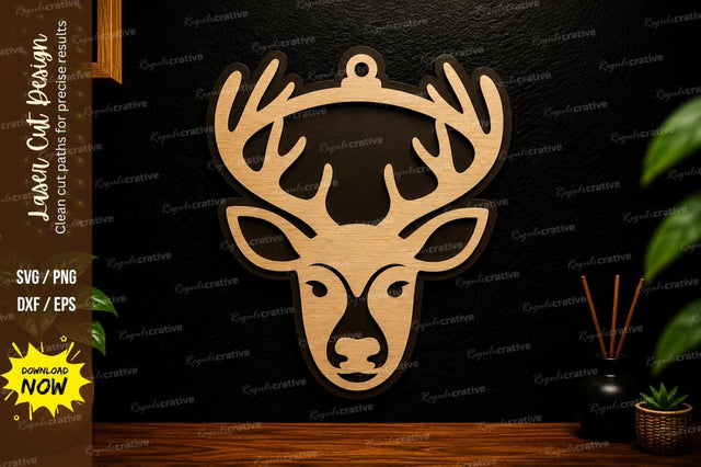 Deer Head Ornament Laser Cut SVG Design SVG Regulrcrative 