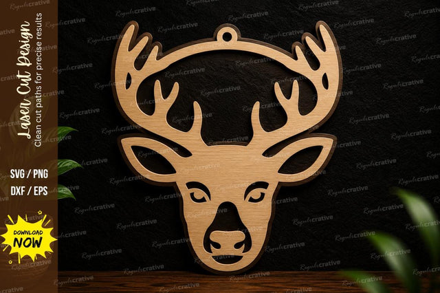 Deer Head Ornament Laser Cut SVG Design SVG Regulrcrative 