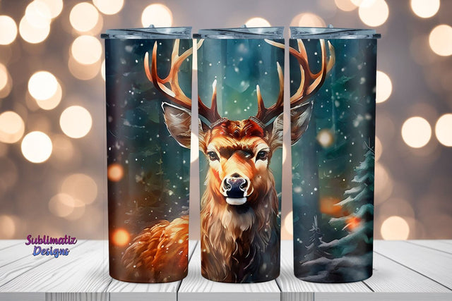 Deer Holiday 20 oz Skinny Wrap | 20 oz Skinny Tumbler Wrap Sublimation Christmas Design Sublimation Sublimatiz Designs 