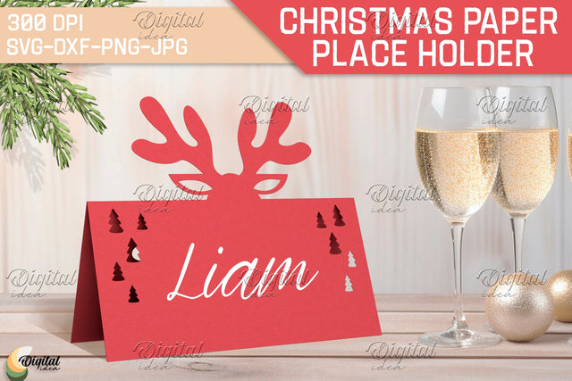 Deer Horns SVG. Paper Name Cards. Papercut Place Holder SVG 3D Paper Evgenyia Guschina 