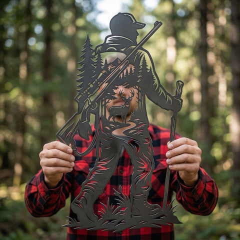 Deer Hunter Metal Wall Art SVG, Hunting Scene DXF for Plasma CNC, Deer Hunter Silhouette File, Rustic Cabin Decor Svg, Wild Nature Laser Svg SVG HappyDesignStudio 