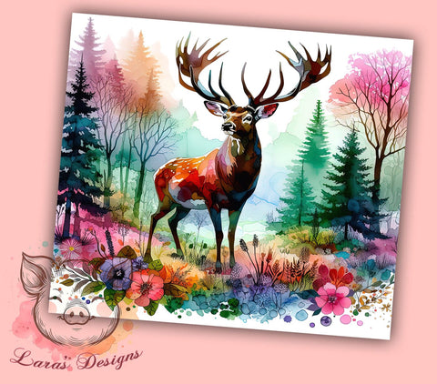 Deer Hunting 20oz Tumbler Png, Straight & Tapered Tumbler Png, Colorful Forest Animals Tumbler Png, Digital Download PNG Sublimation Lara' s Designs 