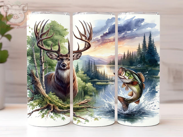 Deer Hunting 20oz Tumbler Png, Straight & Tapered Tumbler Png, Hunter Bass Fisher Tumbler Png, Digital Download PNG Sublimation Lara' s Designs 