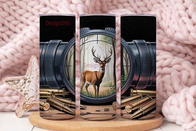Deer Hunting Rifle Scope 20oz Tumbler Sublimation DesignSVG 
