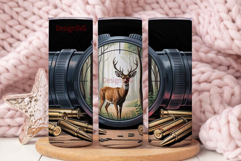 Deer Hunting Rifle Scope 20oz Tumbler Sublimation DesignSVG 