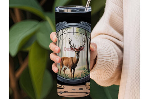 Deer Hunting Rifle Scope 20oz Tumbler Sublimation DesignSVG 