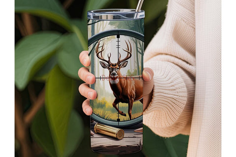 Deer Hunting Rifle Scope 20oz Tumbler Sublimation DesignSVG 