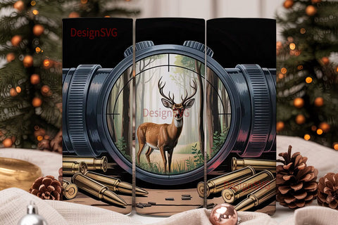 Deer Hunting Rifle Scope 20oz Tumbler Sublimation DesignSVG 