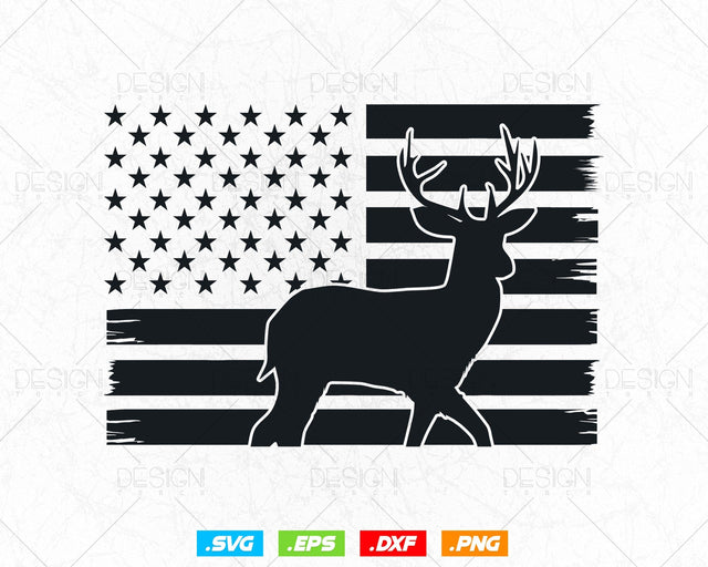 Deer Hunting USA Flag Printable Clipart Svg Png, America Hunt Hunting Gifts for Men, Svg Files for Cricut Silhouette Decal, Instant Download SVG DesignDestine 