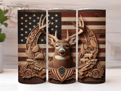 Deer Hunting Woodgrain USA Tumbler Wrap, 20oz Tumbler Sublimation, Rustic Buck Design, American Flag Deer Art, Outdoor Sportsman Gift, Patriotic Hunting Aesthetic Sublimation Lara' s Designs 