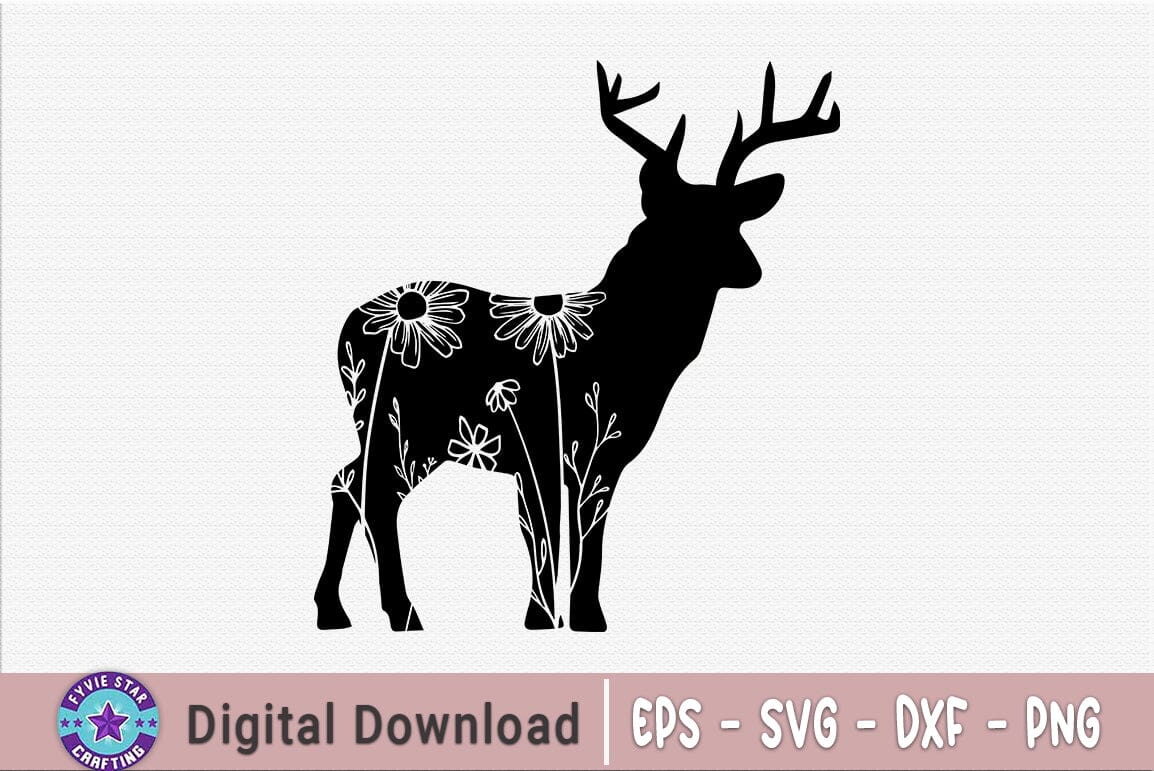 Mountain silhouette with 2 deers nature stickers