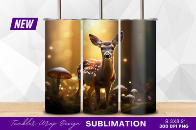Deer in enchanted forest with mushrooms Sublimation Regulrcrative 