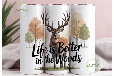 Deer in the Woods 20oz Tumbler Wrap Sublimation PixelChick 