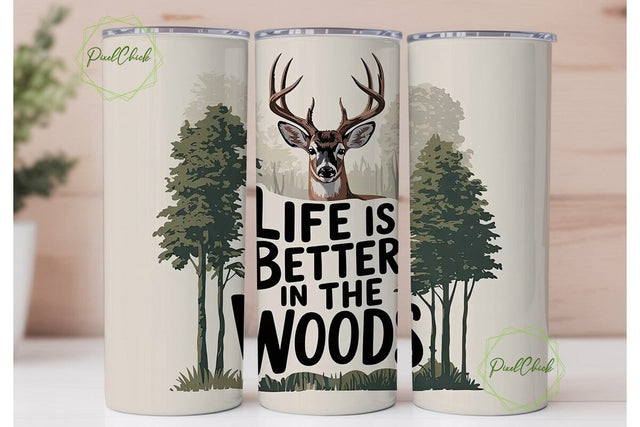 Deer in the Woods 20oz Tumbler Wrap Sublimation PixelChick 