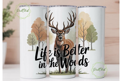 Deer in the Woods 20oz Tumbler Wrap Sublimation PixelChick 