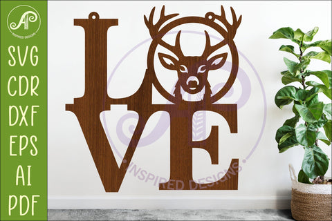 Deer LOVE SVG, Rustic Deer Head Sign SVG, Hunting Wall Art SVG APInspireddesigns 