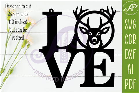 Deer LOVE SVG, Rustic Deer Head Sign SVG, Hunting Wall Art SVG APInspireddesigns 