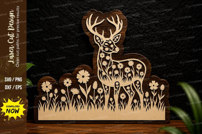 Deer Meadow Scene Laser Cut Svg Design SVG Regulrcrative 