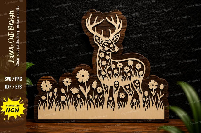 Deer Meadow Scene Laser Cut Svg Design SVG Regulrcrative 