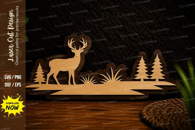 Deer Meadow Silhouette Laser Cut SVG Design SVG Regulrcrative 