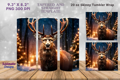 Deer Merry Christmas Tumbler Wrap | 20 oz Skinny Tumbler Wrap Sublimation Christmas Design Sublimation Sublimatiz Designs 
