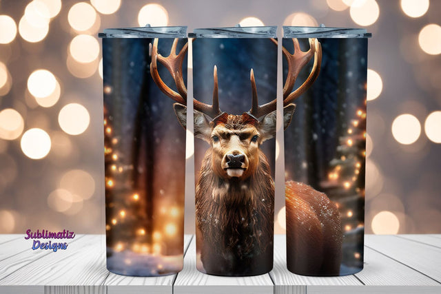 Deer Merry Christmas Tumbler Wrap | 20 oz Skinny Tumbler Wrap Sublimation Christmas Design Sublimation Sublimatiz Designs 