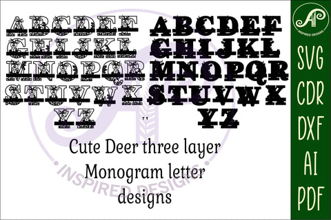 Deer monogram letter Name signs SVG 3 layer design SVG APInspireddesigns 