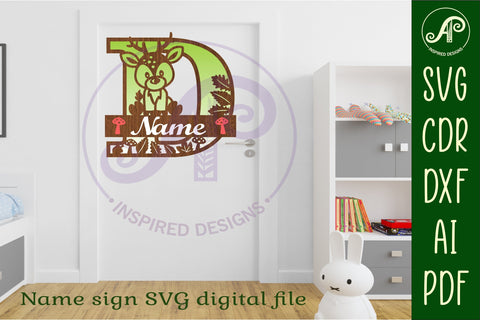 Deer monogram letter Name signs SVG 3 layer design SVG APInspireddesigns 