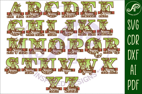 Deer monogram letter Name signs SVG 3 layer design SVG APInspireddesigns 