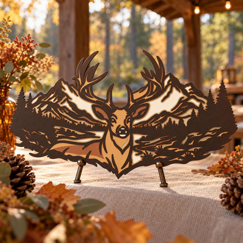 Deer Mountain 3D SVG | 6 Layer Deer Laser Cut File | Buck Mountain Scene DXF | Multilayer Wildlife SVG | Layered Deer Wall Art 3D Paper HappyDesignStudio 