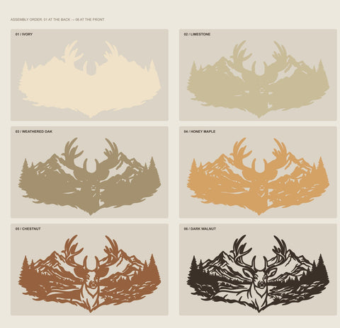 Deer Mountain 3D SVG | 6 Layer Deer Laser Cut File | Buck Mountain Scene DXF | Multilayer Wildlife SVG | Layered Deer Wall Art 3D Paper HappyDesignStudio 