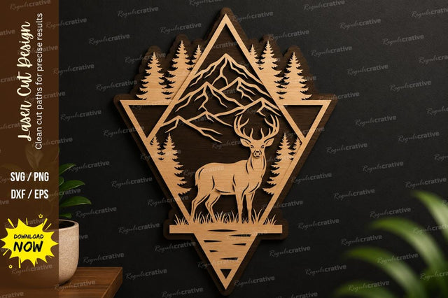 Deer Mountain Laser Cut Svg Design SVG Regulrcrative 