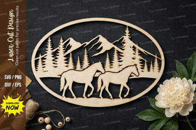 Deer Mountain Scene Laser Cut, deer svg, mountain deer svg SVG Regulrcrative 