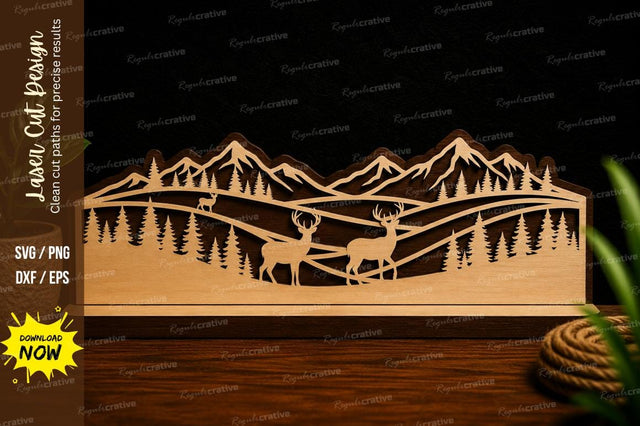 Deer Mountain Valley Laser Cut Svg Design SVG Regulrcrative 