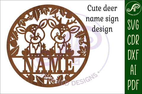 Deer name sign svg laser cut template SVG APInspireddesigns 