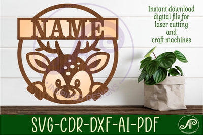 Deer name sign svg laser cut template SVG APInspireddesigns 