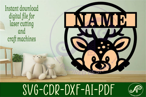 Deer name sign svg laser cut template SVG APInspireddesigns 