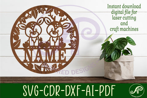 Deer name sign svg laser cut template SVG APInspireddesigns 