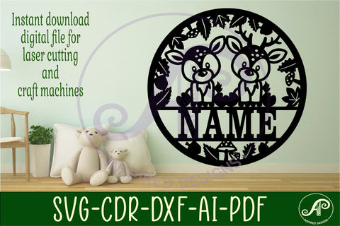Deer name sign svg laser cut template SVG APInspireddesigns 